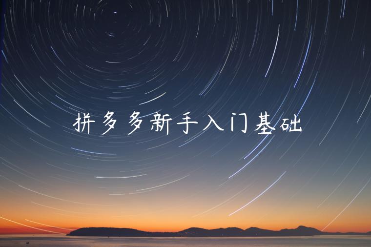 拼多多新手入門基礎(chǔ)